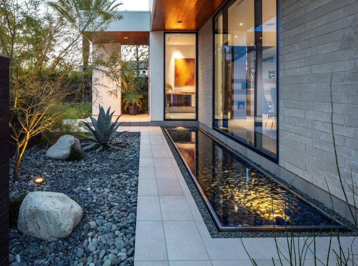 Modern stainless steel water fountain and Garden